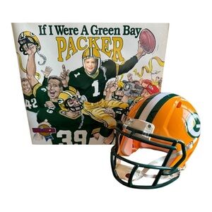 Green Bay Packers Mini Football Helmet & NEW “If I Were A Green Bay Packer” Book